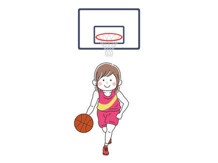 Basketball player woman illustrationのイラスト素材