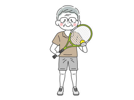 Older male tennis playerのイラスト素材