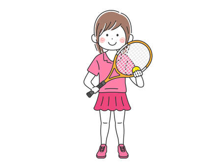 Female tennis player illustrationのイラスト素材