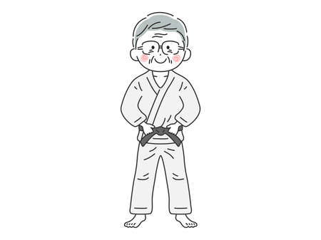 Illustration of an elderly man in judoのイラスト素材