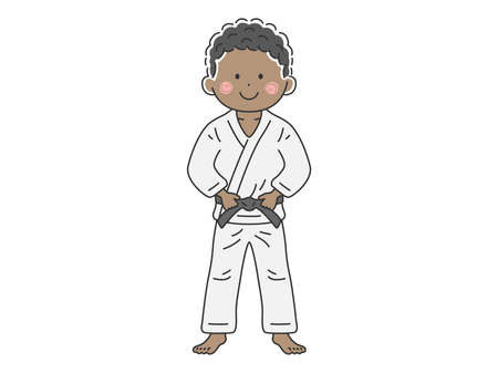 Illustration of a black man in judoのイラスト素材