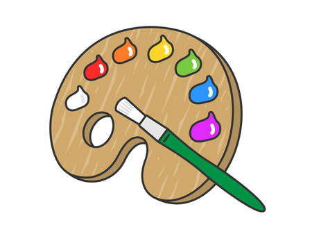 Illustration of paint palette and brushのイラスト素材
