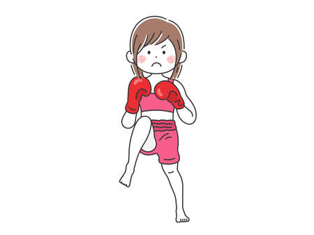 Illustration of a kickboxer womanのイラスト素材