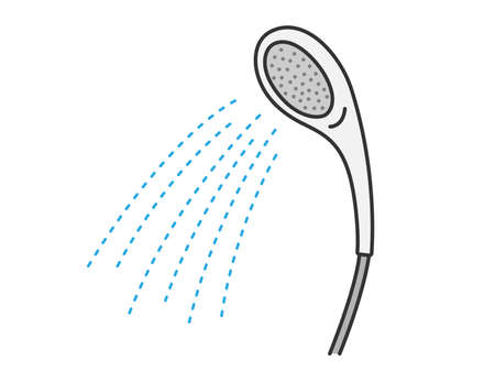 Illustration of a shower head with water coming outのイラスト素材