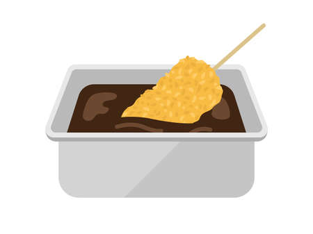 Illustration of a skewer cutlet with sauce in a containerのイラスト素材
