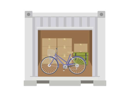 Illustration of luggage checked in a rental warehouseのイラスト素材