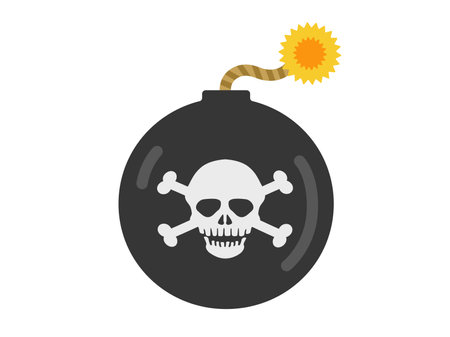 Illustration of a bomb with a spark lit and a black markのイラスト素材