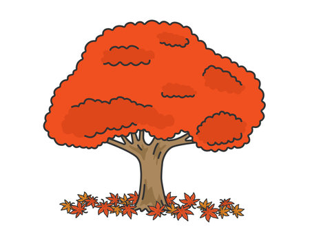 Illustration of a tree with autumn leavesのイラスト素材