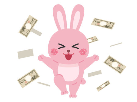 Illustrations of rich, rabbit charactersのイラスト素材