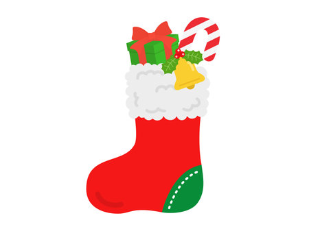 Illustration of Santa Claus socks with presentsのイラスト素材