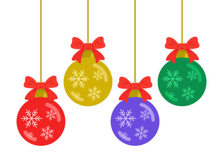 Christmas ornament illustration with ribbonのイラスト素材