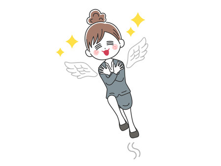 Illustration of a business woman with her hair tied up in a heavenly wayのイラスト素材