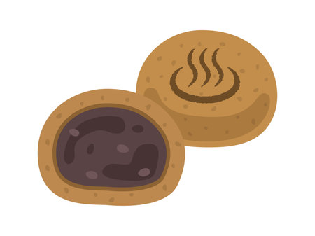 Illustration of a cross-section of a hot spring manjuのイラスト素材