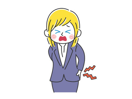 Back hurts, illustration of Caucasian business womanのイラスト素材