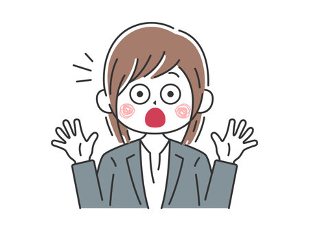 Surprised and surprised, illustration of a business womanのイラスト素材