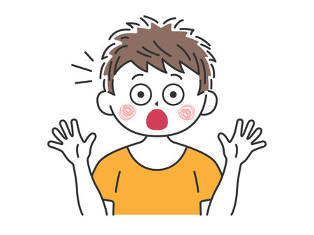 Illustration of a young man surprised and surprisedのイラスト素材