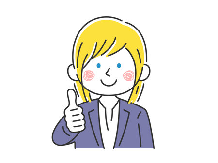 Illustration of Caucasian business woman giving a good signのイラスト素材
