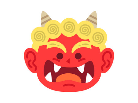 Illustration of the face of a red demonのイラスト素材