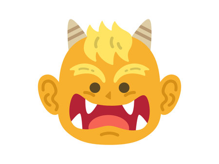 Illustration of the face of the yellow demonのイラスト素材