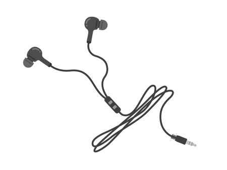 Black stereo earphone illustrationのイラスト素材