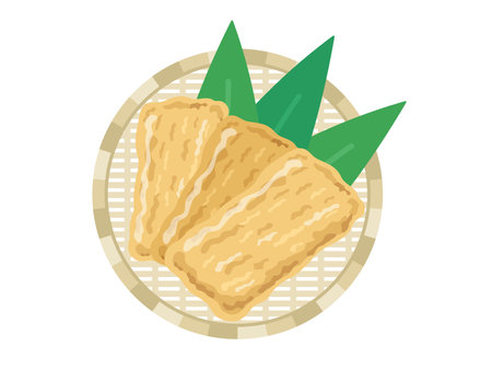 Illustration of fried tofu served on a basketのイラスト素材