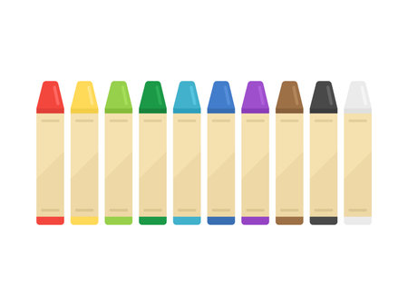Illustration of crayons in 10 colorsのイラスト素材
