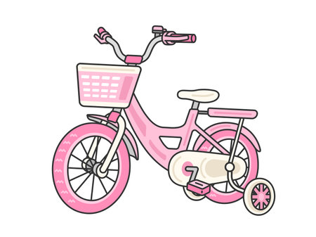 Illustration of a pink bicycle with training wheels for kidsのイラスト素材
