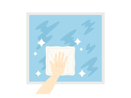 Wipe with a rag, illustration of windowsのイラスト素材