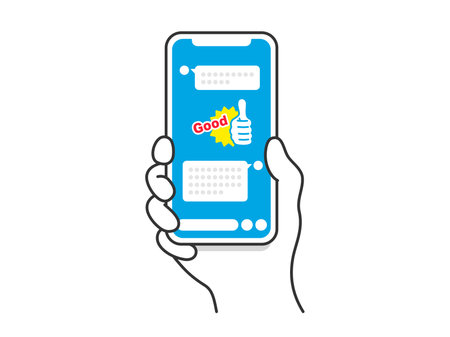 Illustration of a person using a messenger app on a smartphoneのイラスト素材