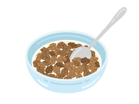 Illustration of cornflakes, chocolate flavored, with milkのイラスト素材