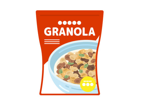 Illustration of granola products in a packのイラスト素材