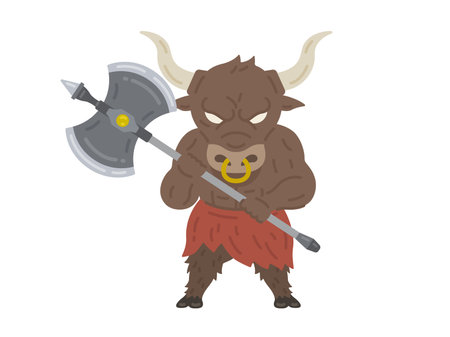 Illustration of a Minotaur with an axのイラスト素材