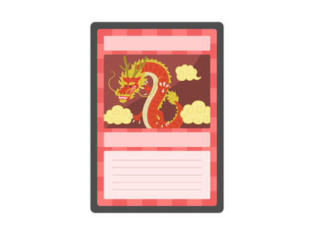 Trading card illustration of the Red Dragon creature cardのイラスト素材