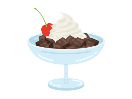 Illustration of diced coffee jelly served on a plateのイラスト素材