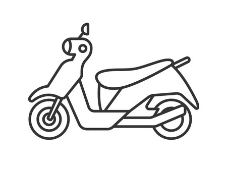 Line drawing illustration of a moped bikeのイラスト素材