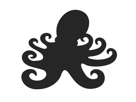 Illustration of the silhouette of a red octopusのイラスト素材