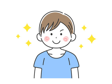 Illustration of a sparkly, plainclothes manのイラスト素材