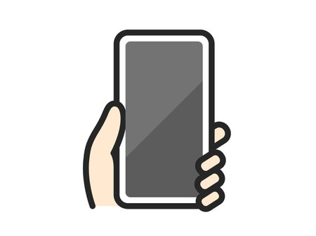 Illustration of hand icon holding smartphoneのイラスト素材