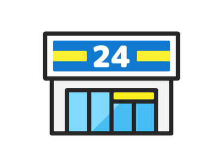 24-hour illustration of a convenience storeのイラスト素材