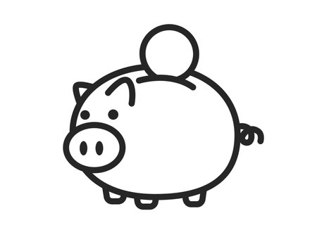 Illustration of piggy bank icon (line drawing)のイラスト素材