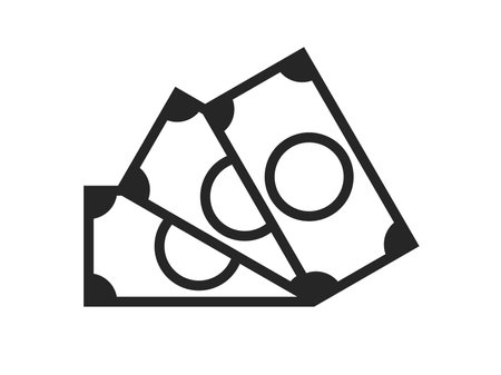Illustration of a bunch of banknotes icon (line drawing)のイラスト素材