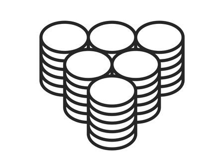 Illustration of stacked coin bundle icons (line drawings)のイラスト素材
