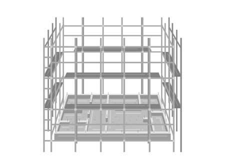 Illustration of a new construction site with scaffoldingのイラスト素材