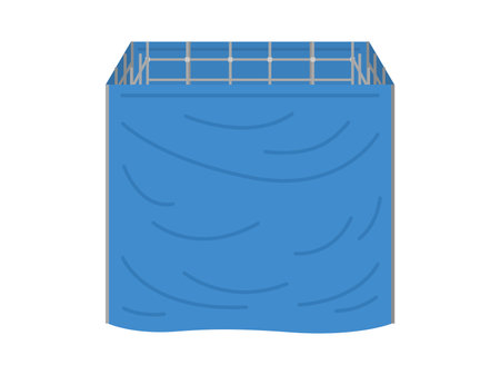 Illustration of a new construction site with a blue sheetのイラスト素材