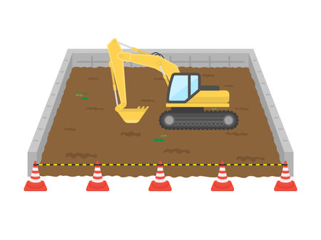 Preparing the land, illustration of an excavatorのイラスト素材