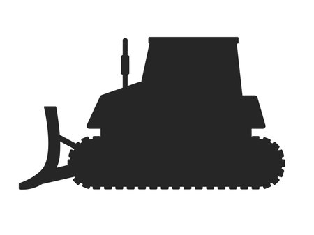 Illustration of a bulldozer silhouetteのイラスト素材