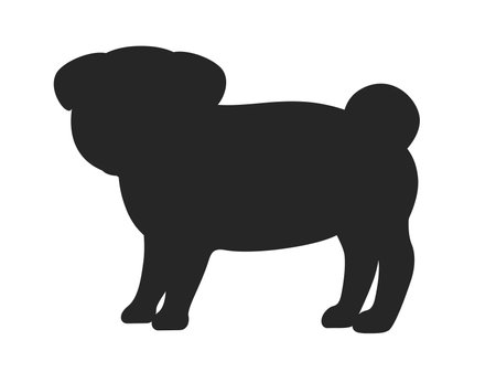 Illustration of the silhouette of a pug dogのイラスト素材
