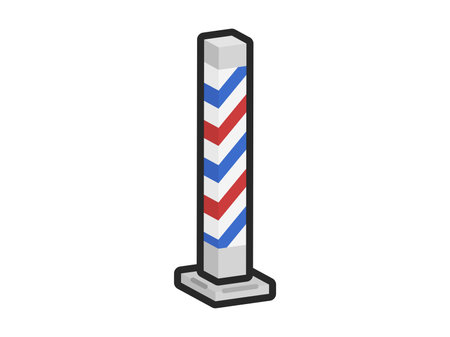 Illustration of a barbershop's sign pole (3D line drawing)のイラスト素材