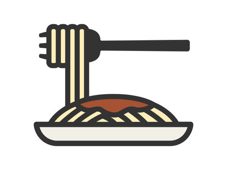 Illustration of pasta icon on a plateのイラスト素材