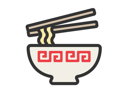Illustration of a ramen icon in a bowlのイラスト素材